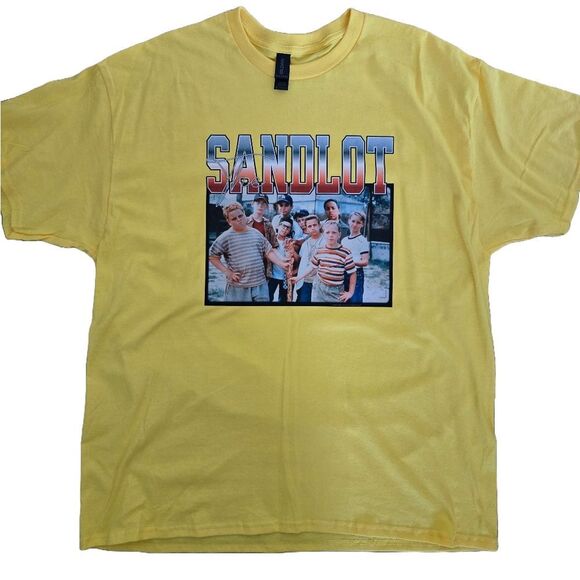 Men’s XL Sandlot Graphic Tee – Yellow 90s Movie Shirt | Gildan Cotton Blend - Picture 1 of 2